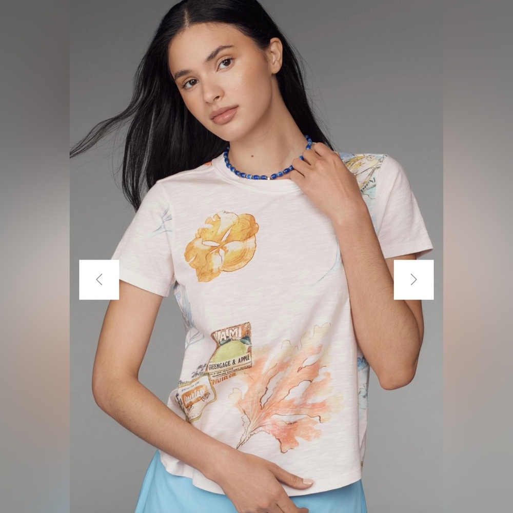 Pilcro The Bennie Cotton Slub Crew Neck Tee: Watercolor Edition Size SP. NWT